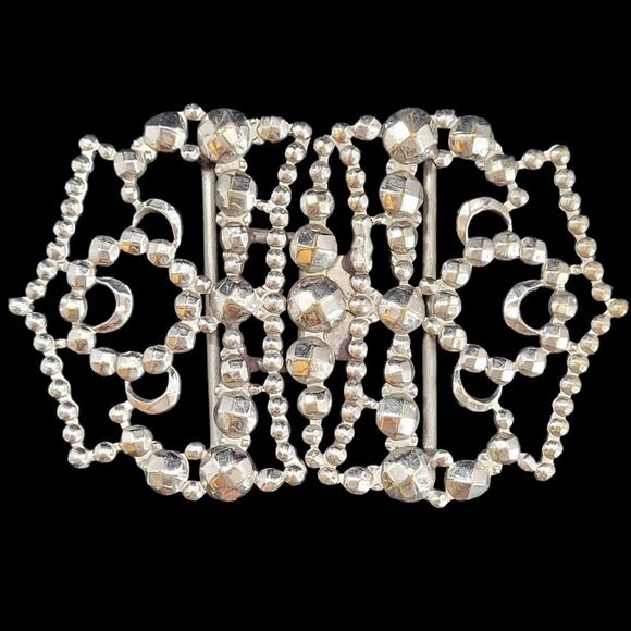 Victorian Steel Cut‎ Crown Buckle Metal Two-Piece Hook Eye Antique Vintage Style